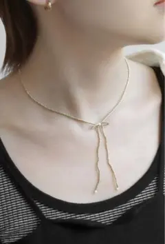 ANEMONE ビーズリボンネックレス