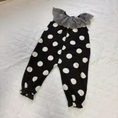 未使用】水玉模様 フリル付きオーバーオール 120
