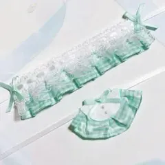 ★No.1598 にじぱぺっと ぬい服 ヘッドドレス スタイ ミント チェック