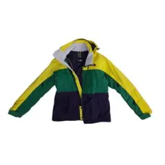 ​極美品★ノースフェイス スキーウェア 160 上着 イエロー ロゴ 刺繍 希少