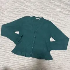 INGNI フリル付きグリーンカーディガン　　M