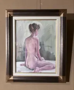 油彩画、F4号、ヌードモデル、真作、額装、 油彩画、F4号、ヌードモデル、真作、額装、 - メルカリ