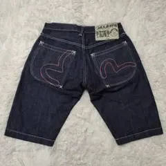 【日本製】EVISU 2005 セルビッジ デニムハーフパンツ W30 ピンクのサムネイル