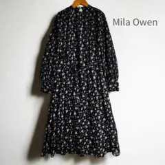 ベルト付き美品MilaOwenミラオーウェンAラインプリーツワンピース花柄