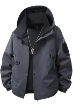 ジャケット メンズ 長袖 無地 ウインドブレーカーフード付き 軽量 大きいサイズ