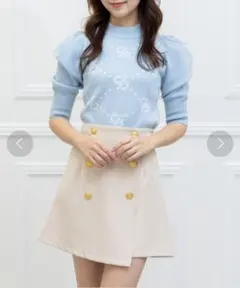 clear モノグラム7分袖ニットトップス