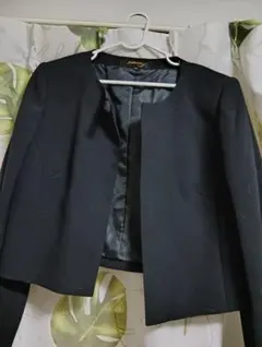 フォーマル、ブラックノーカラージャケット＆ドレスセット