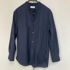 【UNIQLO】リネンコットン スタンドカラーシャツ Navy 【ユニクロ】