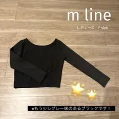 【秋から使える！】ダークグレー 長袖 クロップドトップス　mline レディース