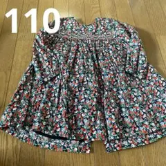 【美品】花柄スモッキングワンピース☆110