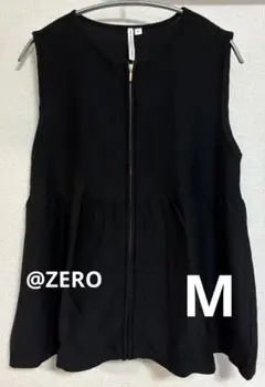 しまむら HKWORKS LONDON ニットペプラムZIPベスト M ブラック