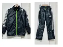 アディダス　adidas 裏フリースジャケットとズボン上下セット140cm 黒
