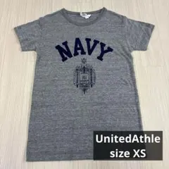 UnitedAthle グレー Navy Tシャツ XS 霜降り　チビT
