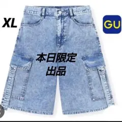新品・タグ付き GUライトデニム カーゴハーフパンツ XLサイズ