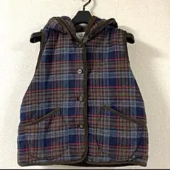niko and … ベスト　ニコアンド　中綿ベスト　チェックフード付き2way