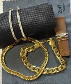 アクセサリーまとめ売り ゴールド系 ブレスレット・ピアス・リングセット