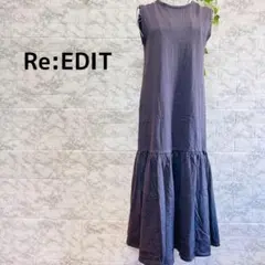 【g12】【リエディ】ダークグレー ノースリーブワンピース　【S】