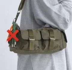 【最終価格】オリーブ色ショルダーバッグ フロントポケット