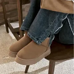 厚底 ショートムートンブーツ