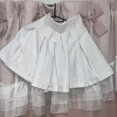 エブリン evelyn ホワイトプリーツミニスカート タックプリーツスカート