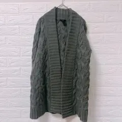 ANN TAYLOR [ S] グレー ニット カーディガン ショールカラーのサムネイル
