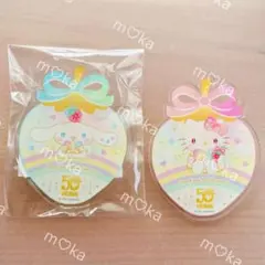 シナモロール キティ アクリルバッジ いちご新聞50周年 MY SANRIO