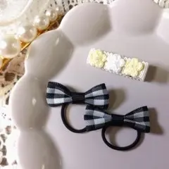 ヘアゴム クリップ ヘアピン リボン ブラック ベビー 赤ちゃん キッズ 子供