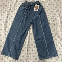 新品　little WEEKEND 　フリンジフレアデニム 130
