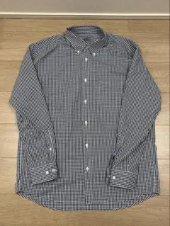無印良品 ギンガムチェック シャツ ネイビー XL