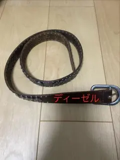 【希少/Y2K】DIESEL ディーゼル スタッズベルト ブレイブマン 刻印 茶