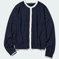 UNIQLO UVカットクルーネックカーディガン/ウォッシャブル長袖XLネイビー