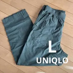 ユニクロ　ストレッチウエストリブイージーパンツ　グリーン　L