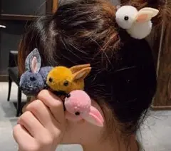 【 イタリア 】ヘアピン　うさぎ　グレー