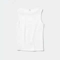 リブボートネックノースリーブT ユニクロ