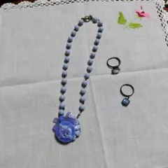 カナミビジュー♡ネックレス〜ネコ 指輪2つ