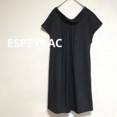 エスぺラック　ドレープデザインブラウス　チュニック　半袖　ブラック　F