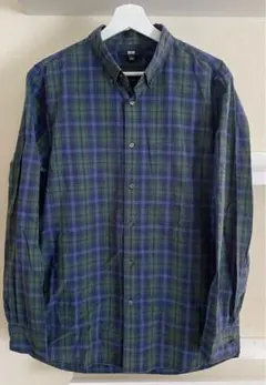 ユニクロ　コットンブロード　ボタンダウンチェックシャツ　Lサイズ