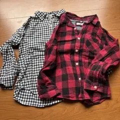 MPS 赤と黒のチェック柄 長袖シャツ 130