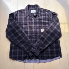 carhartt パープル系チェック ネルシャツ L