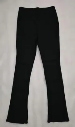 リブ編み ブラック フレアパンツ