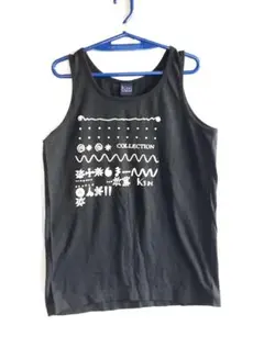 【日本製】ワコール K'SIN 綿100% アート柄タンクトップ M 黒