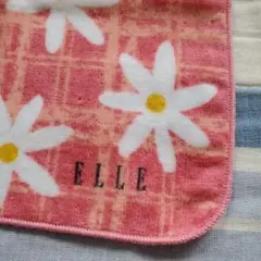 ELLE 花柄ミニタオル ピンク 約25cm