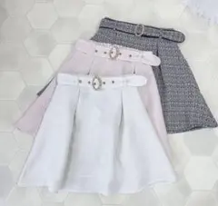 evelyn エブリン ツイードフレアスカート 淡いピンク