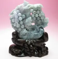 翡翠彫刻付き木製台座付き硯屏 - メルカリ