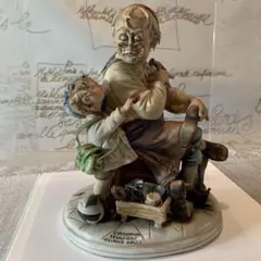 イタリア製 カポテモンテ 靴屋の叔父さんと少年の陶器人形！まつ毛まで