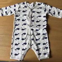 クジラ柄 長袖ロンパース