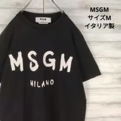 メンズ☆MSGM　ビッグロゴプリント　半袖Tシャツ　イタリア製　サイズM　黒系