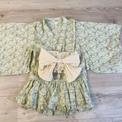 Cottoli 花柄 浴衣ドレス 120cm 薄緑