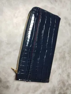 ネイビー クロコダイル風 長財布
