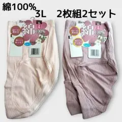 3Lショーツ2枚組2セット合計4枚 綿100%　パンツ　下着　レディース